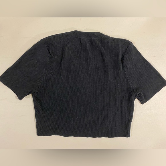 DISSH, Ribbed Crop Top with Snap Buttons. Colour: Black - Picture 2 of 4